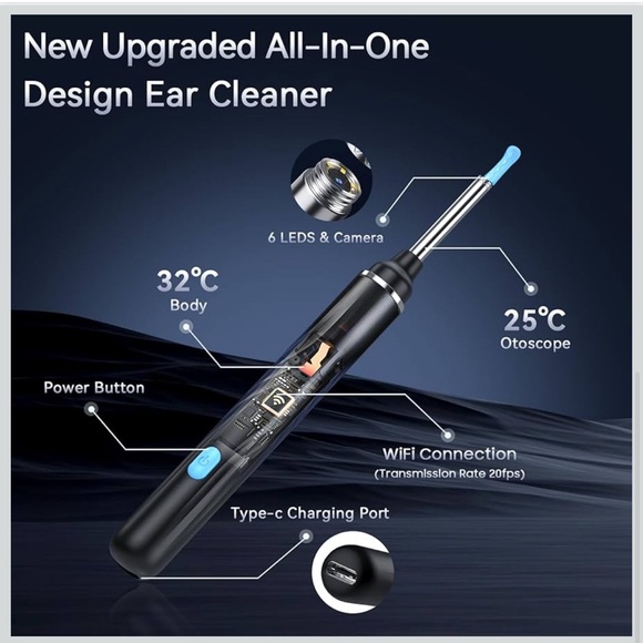 NWT Wireless Ear Cleaning tool with Camera - Black - Picture 3 of 7
